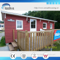 red prefabricated & low wooden house